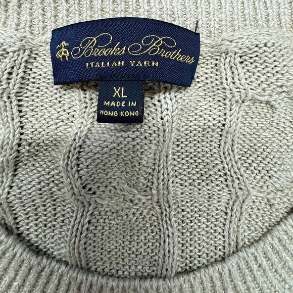 BROOKS BROTHERS "ITALIAN YARN" XL Tan Cable Knit PLZ READ!!!!,Old Money,Preppy - Picture 3 of 9